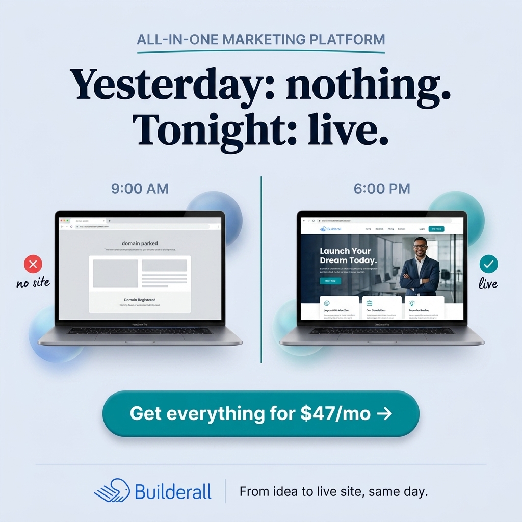 Builderall Facebook ad: One day to launch