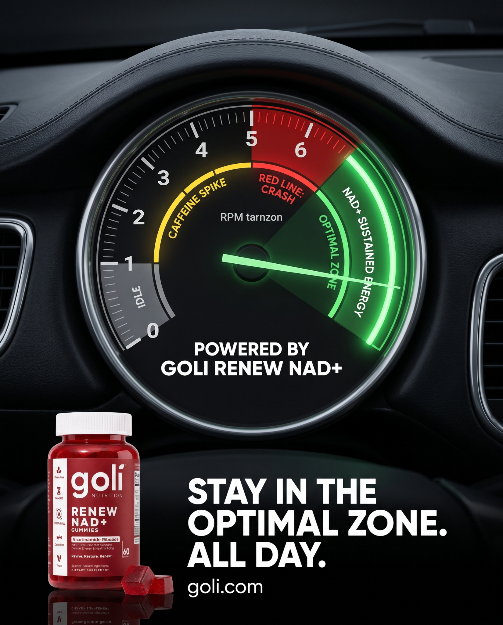 Goli Facebook ad: Cellular Energy, No Crash.