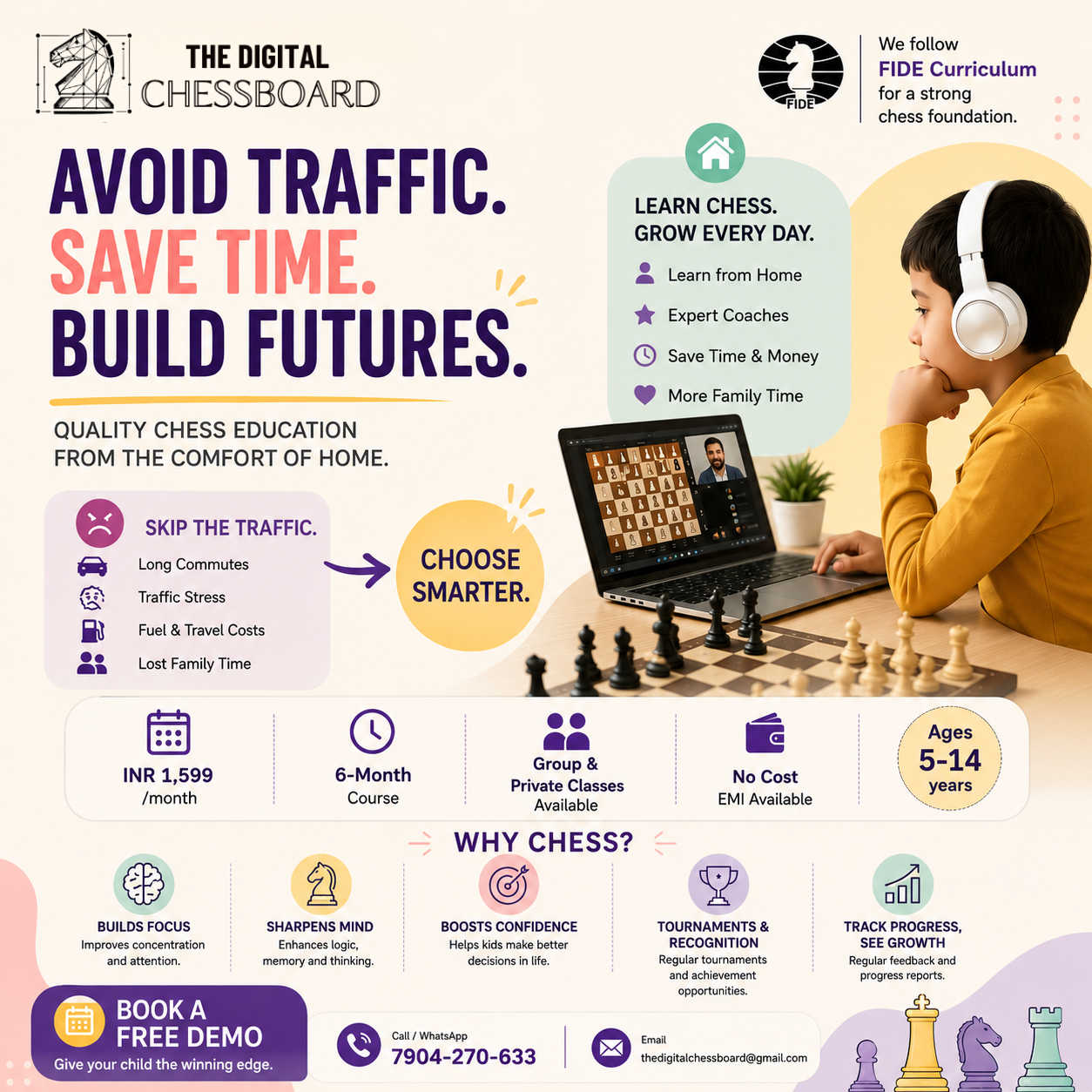 The Digital Chessboard Facebook ad: Book a Free Chess Demo
