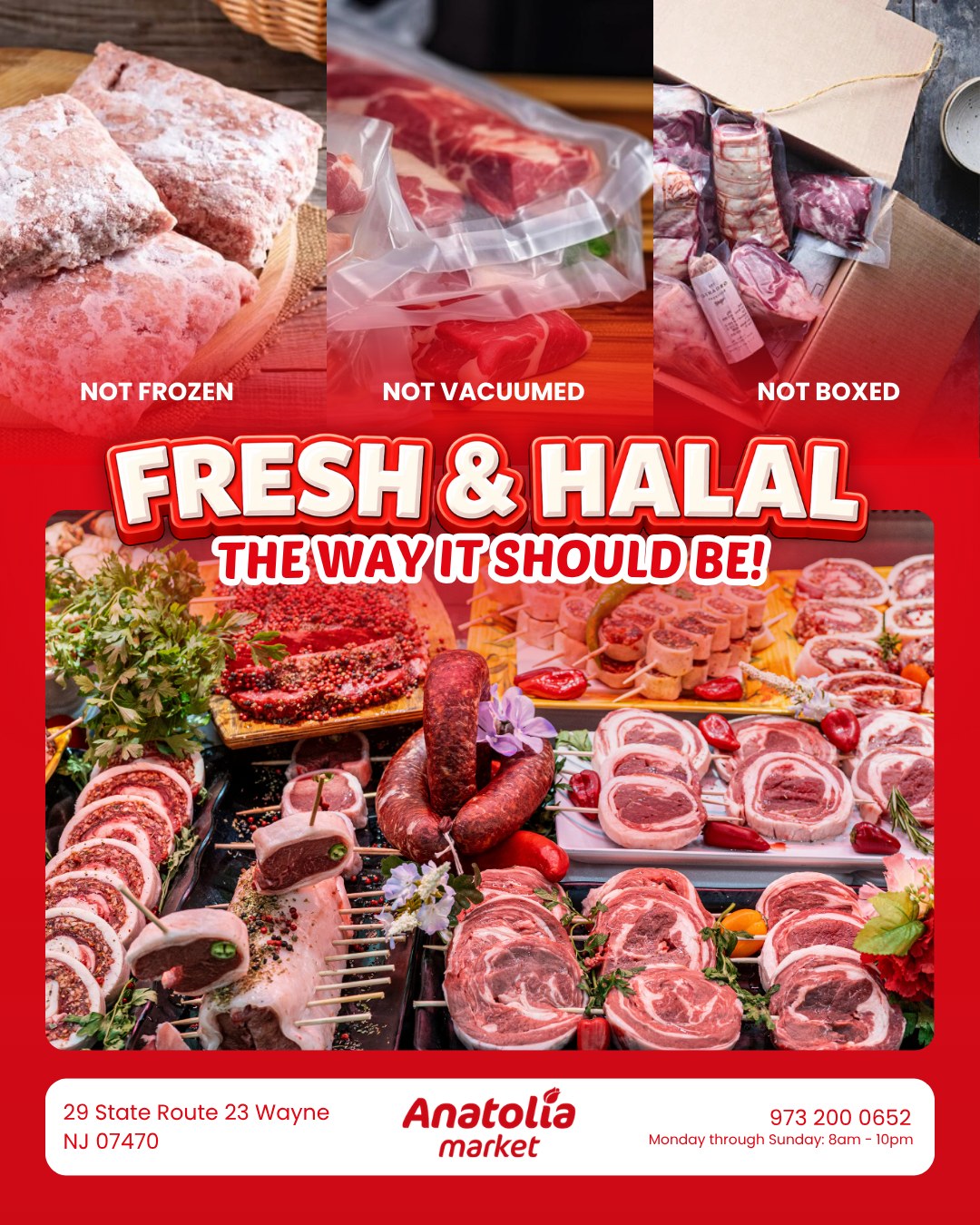 Anatolia Market Facebook ad: FRESH. HALAL. THE WAY IT SHOULD BE.