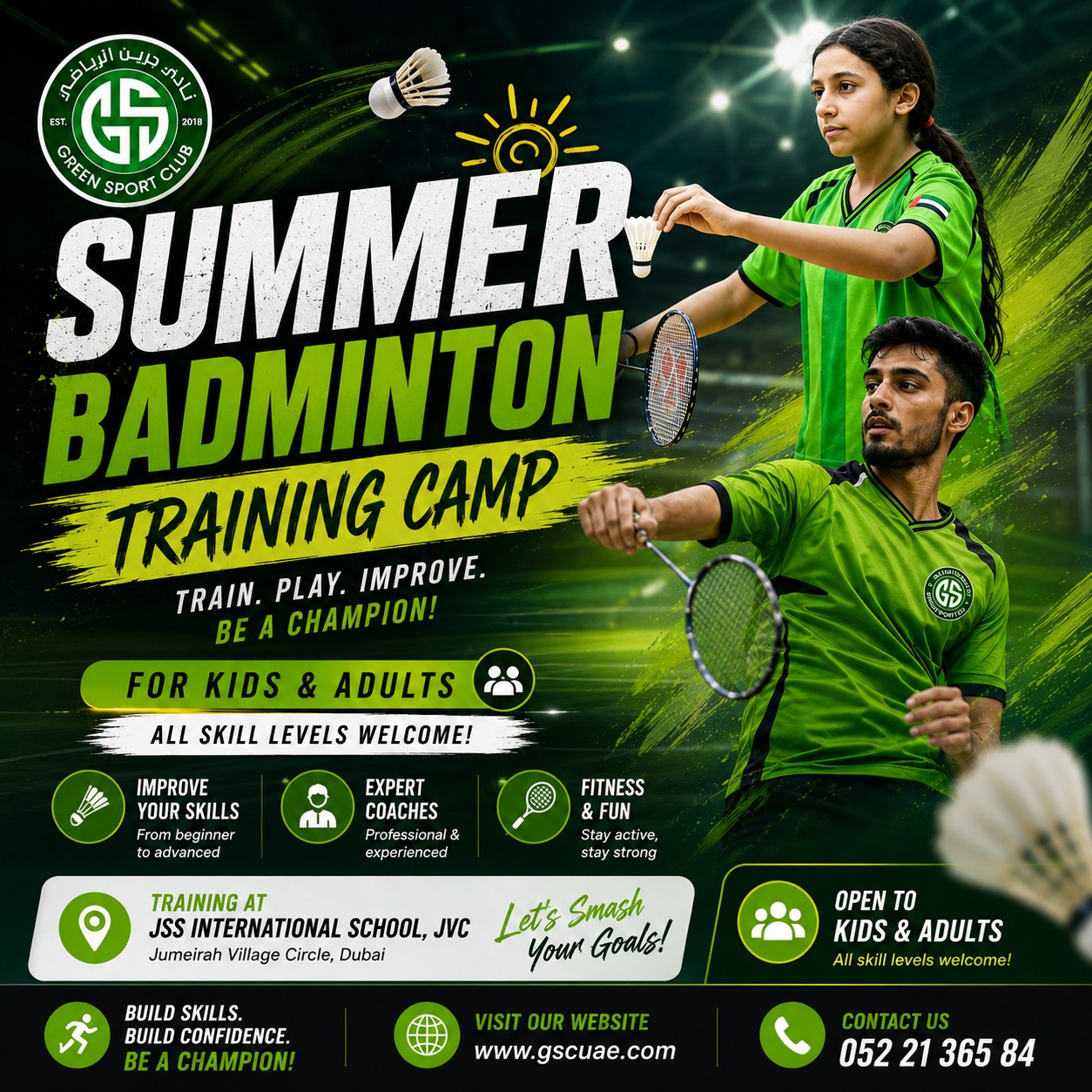 GREEN SPORT CLUB Facebook ad: This summer, step onto the court and discover…