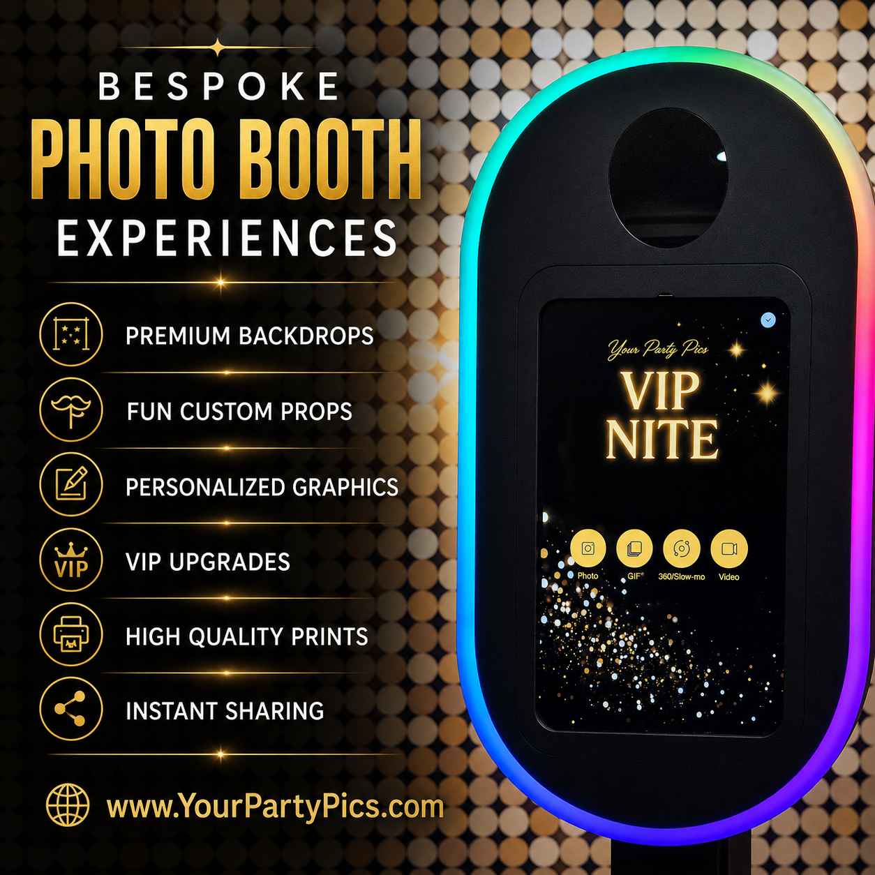 Sam Riposta Facebook ad: Custom Photo Booth Experiences - The Highlight of Your…