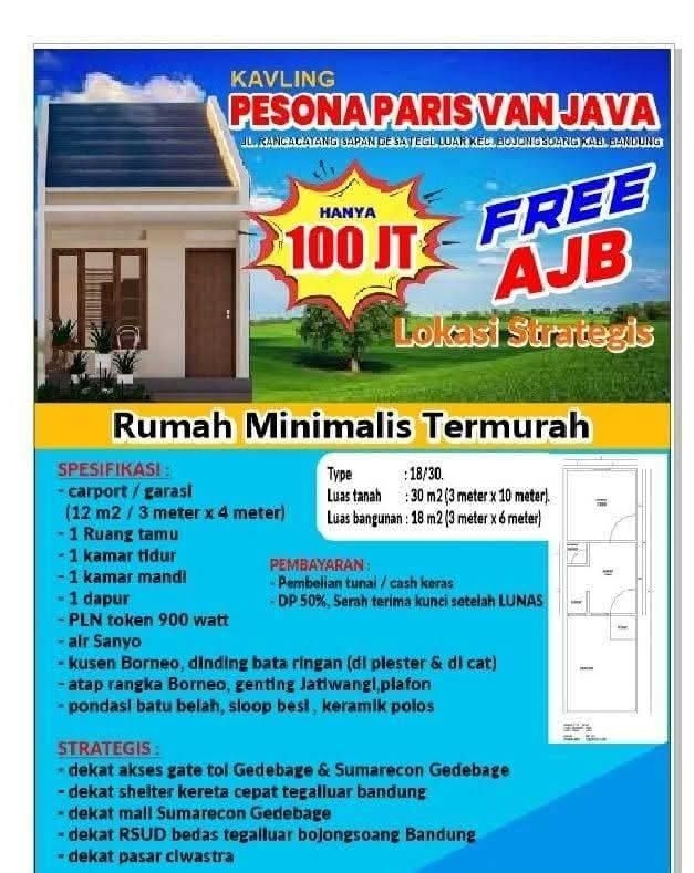 kavlingpesonaparisvanjava Facebook ad: RUMAH MURAH: 99 JUTA