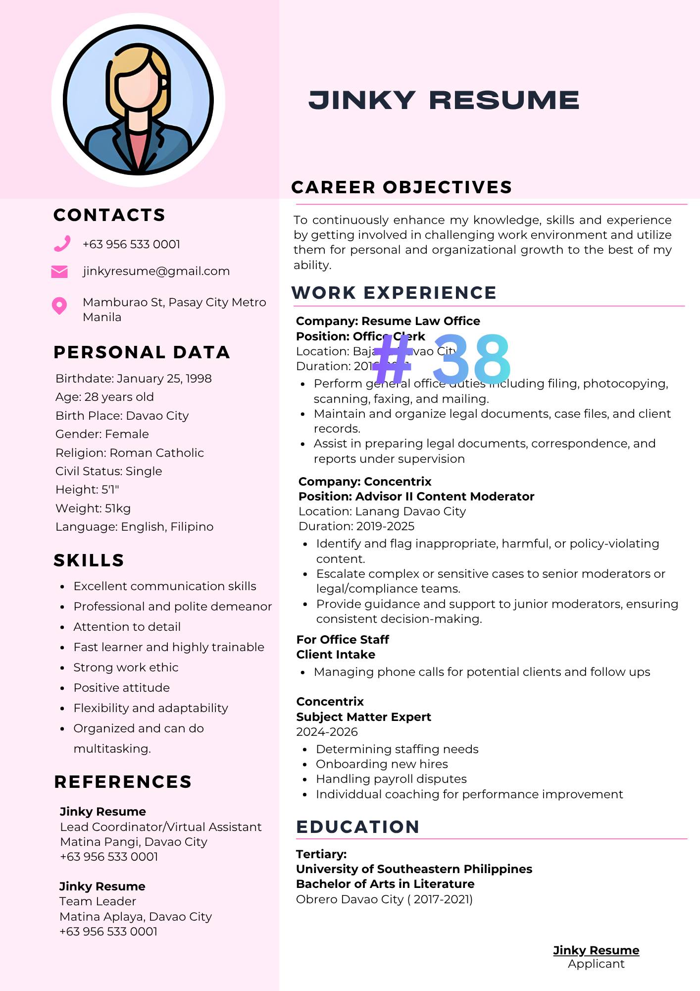 Resume Maker Jinky Facebook ad: Nahihirapan ka bang gumawa ng resume na standout?