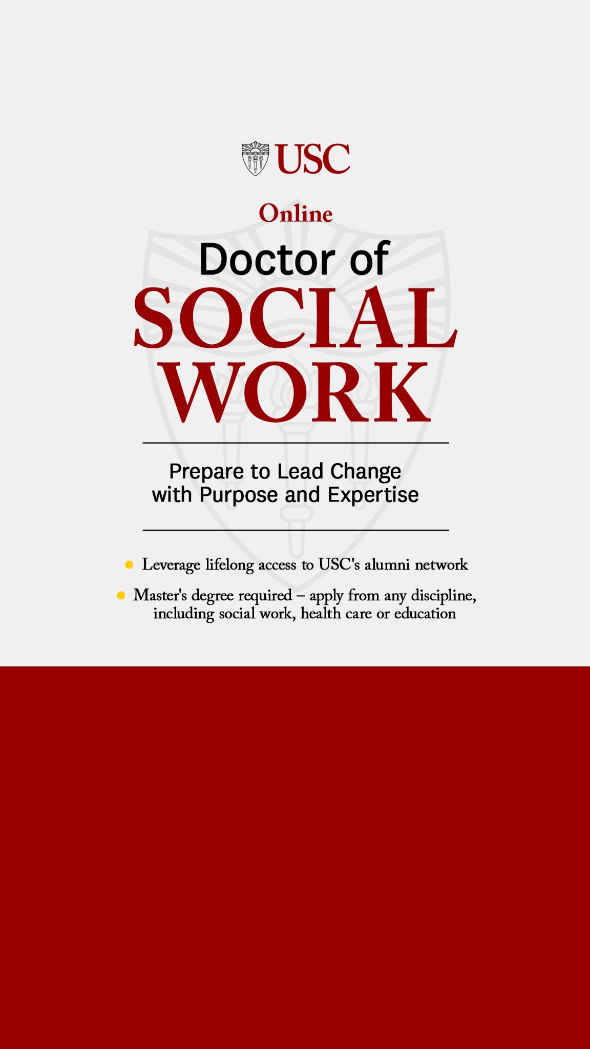 USC Online Doctor of Social Work Facebook ad from Mar 26, 2026