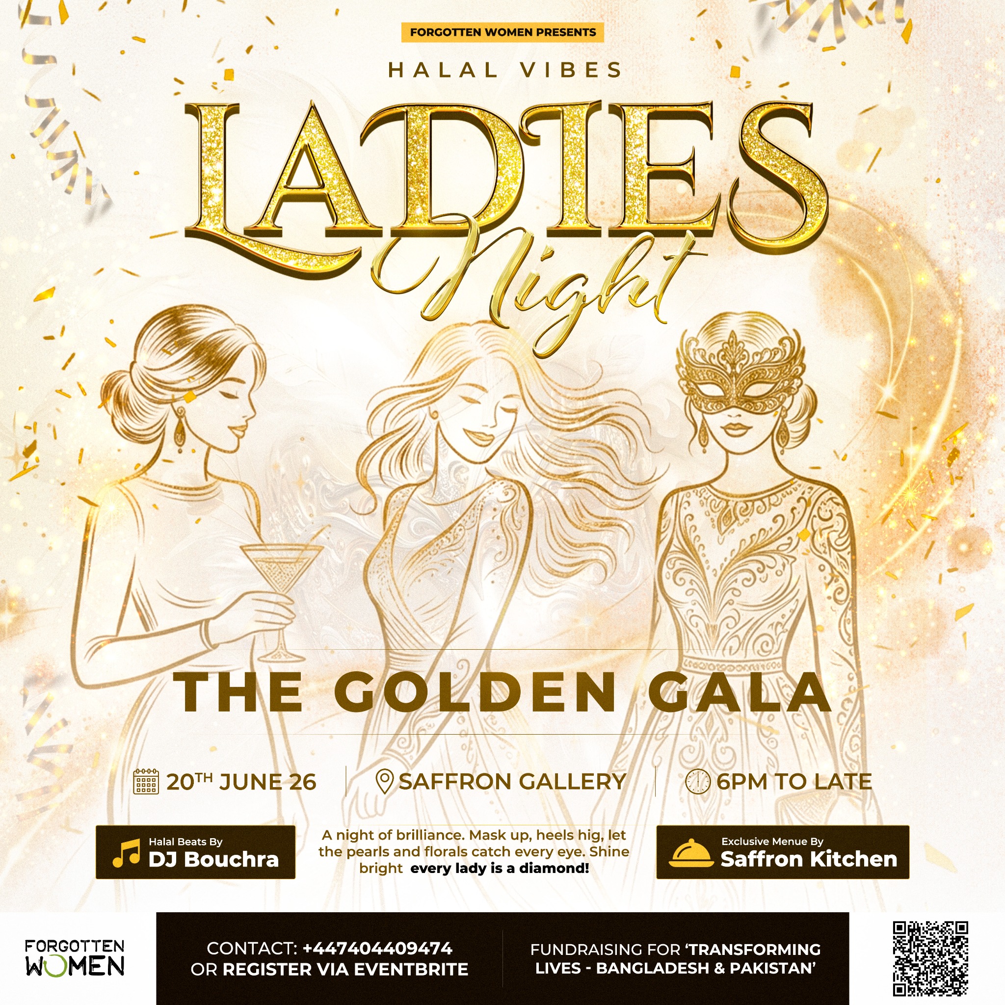 Eventsatforgottenwomen Facebook ad: Ladies Night: The Golden Gala (Halal Vibes)