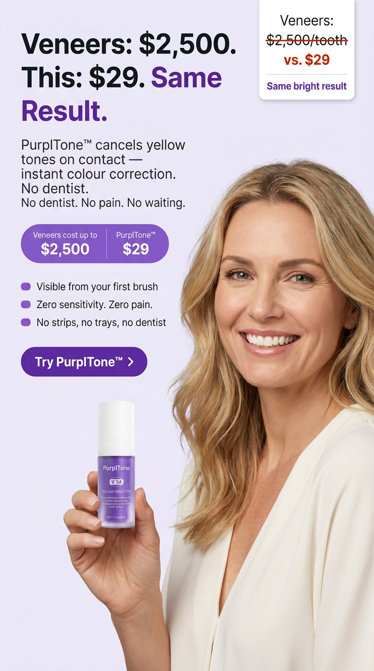 PurplTone Facebook ad: The Veneer Look. Without The Veneer Bill.
