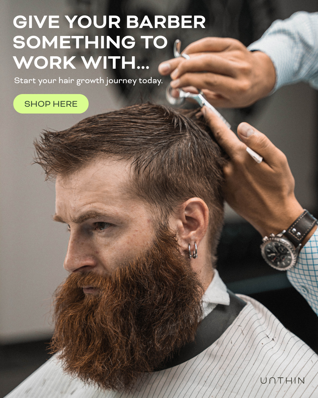Unthin Hair - Hair Regrowth Serum Facebook ad: UNTHIN - Clinically Proven Hair Loss Solution For Men