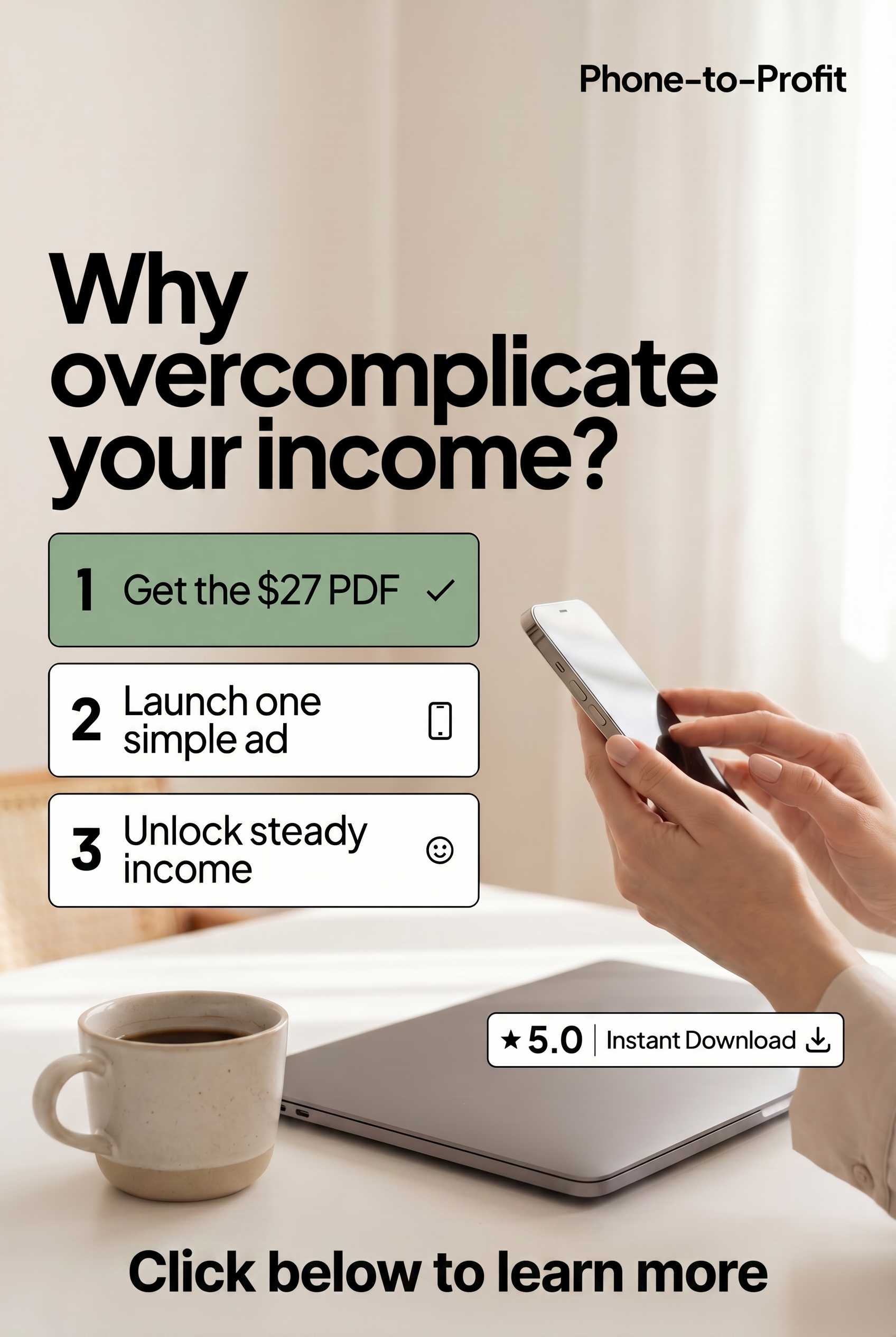 The Phone-to-Profit Blueprint Facebook ad: Skip the Content Grind. Start With a System.