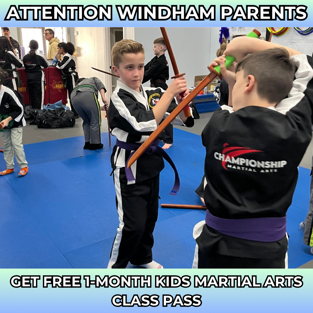 Karate International of Windham Facebook ad: Want a FREE 1-Month, Kids Martial Arts Class Pass?