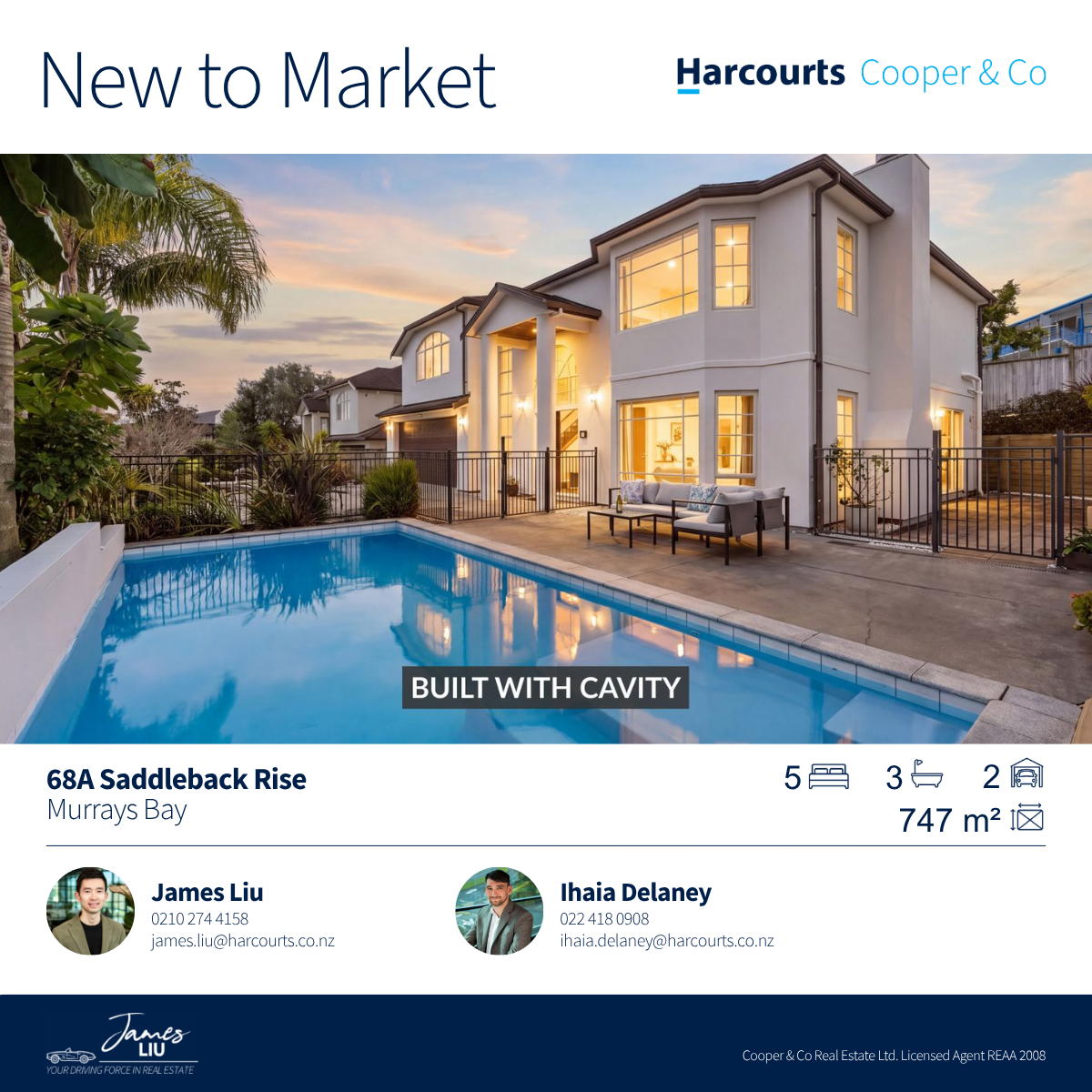 James Liu-Harcourts Cooper & Co Facebook ad: 68A Saddleback Rise, Murrays Bay