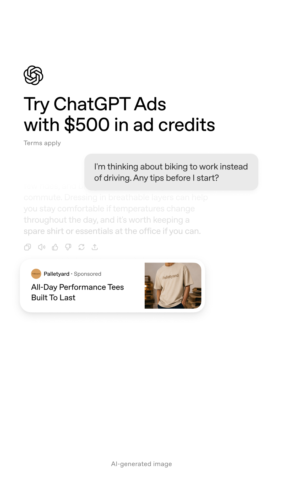 ChatGPT Facebook ad: Get your $500 credit today