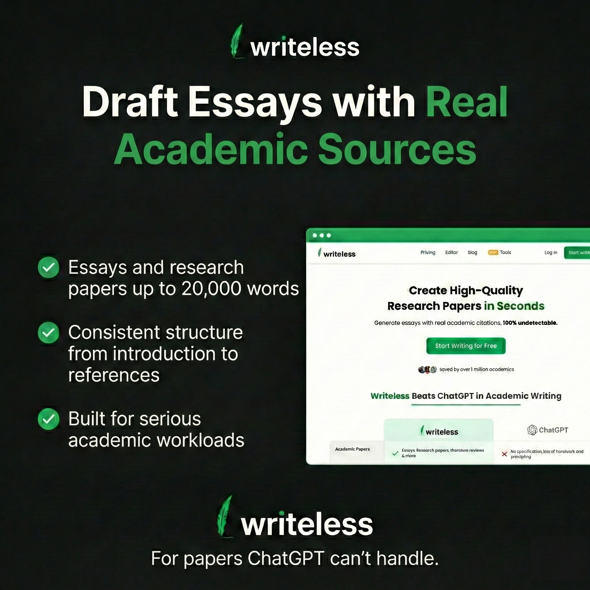 Writeless AI Facebook ad
