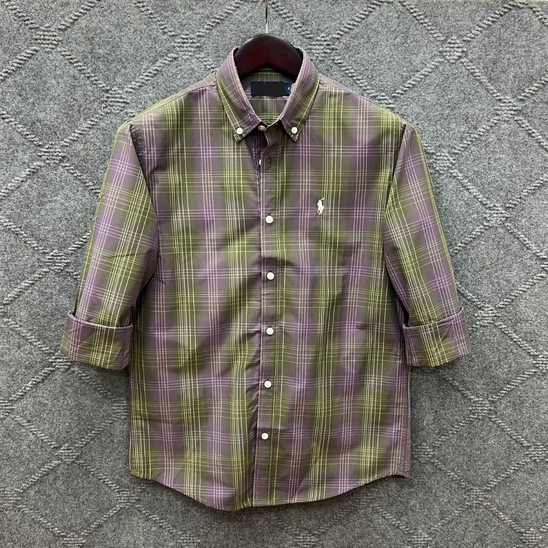 White Tailor Facebook ad: Purple green Check full sleeve premium cotton shirt for men