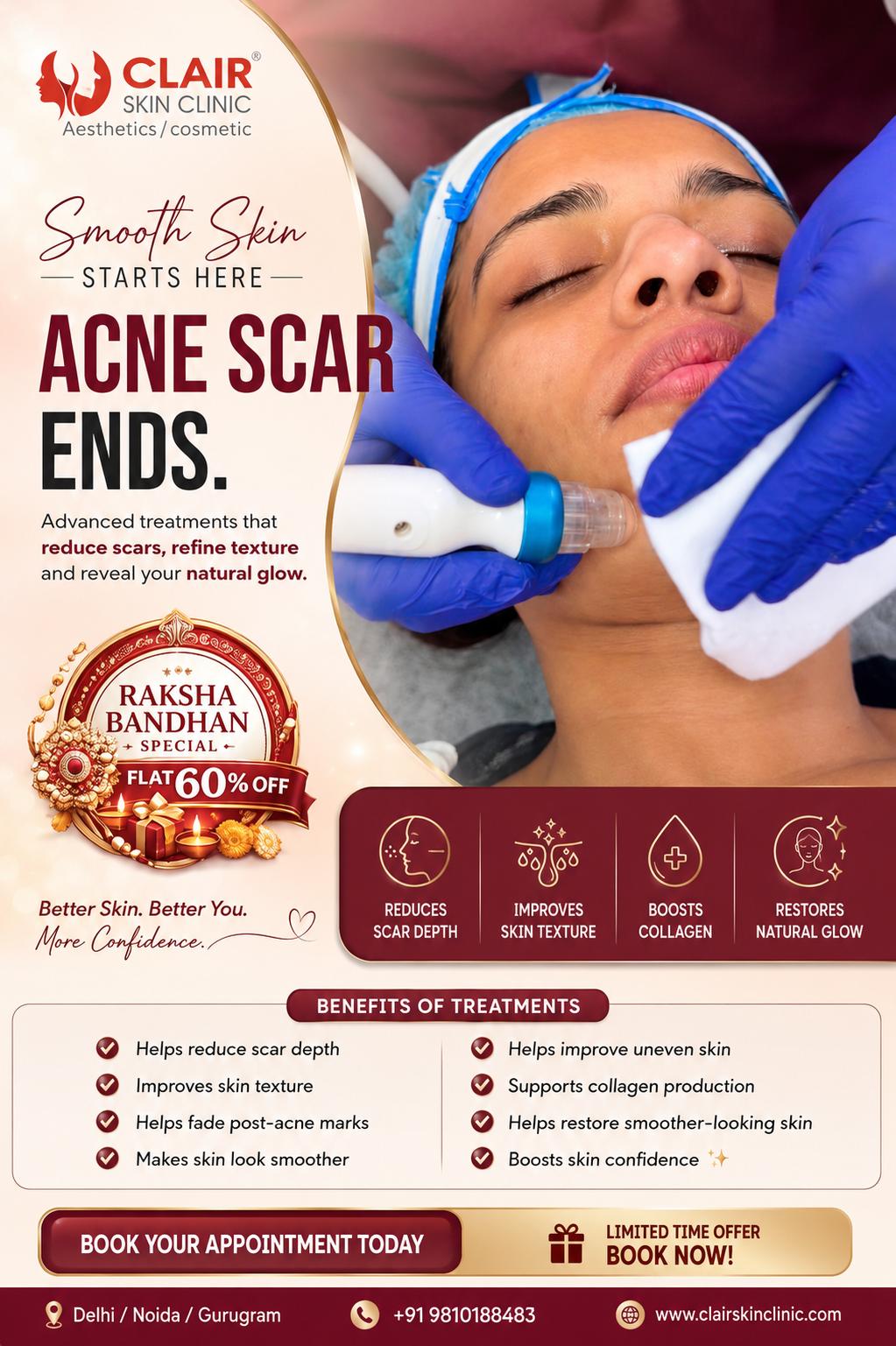Clair Skin Clinic Facebook ad from Aug 9, 2026