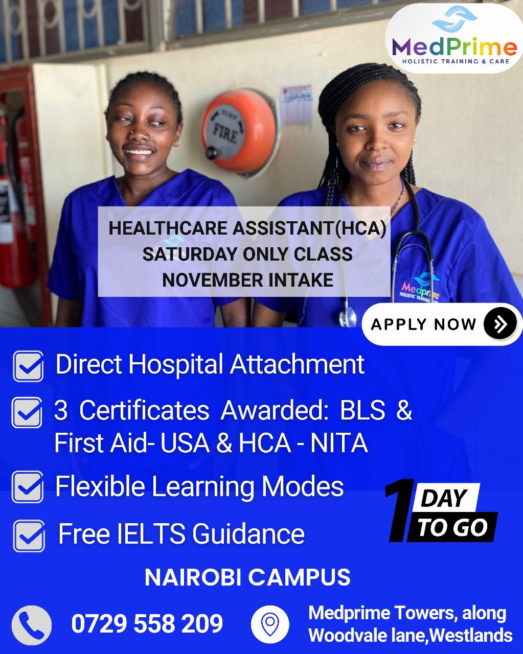 MedPrime Training College Facebook ad: Become a certified HEALTHCARE ASSISTANT with Medprime.