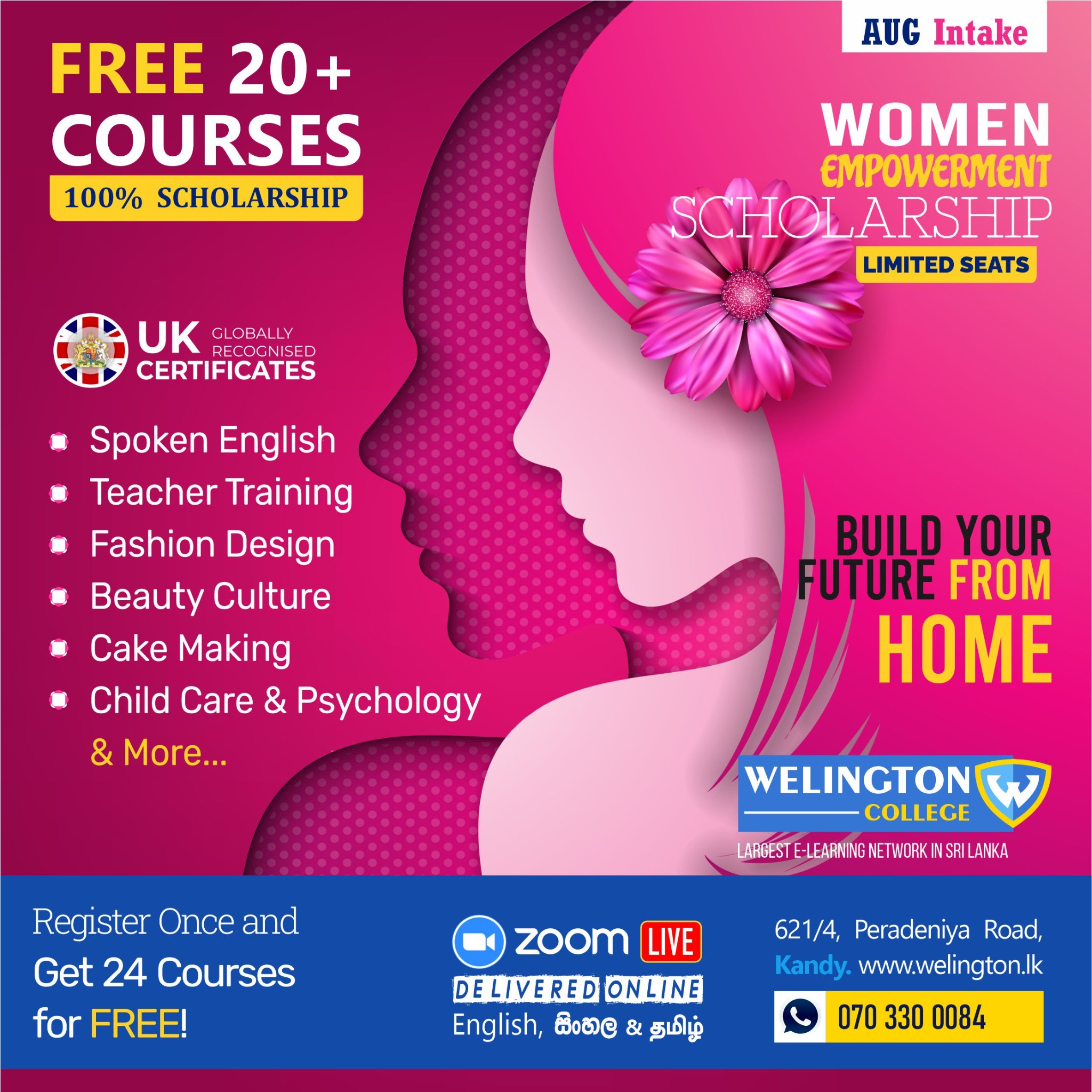 Sri Lankan Educational Scholarships Facebook ad: 100% Scholarship for Women
