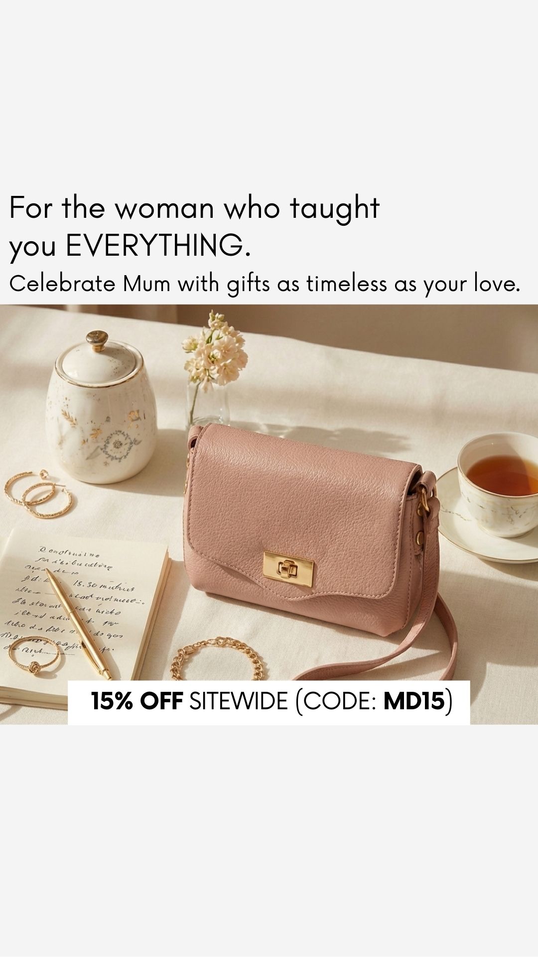 Elie Beaumont Facebook ad: 15% OFF Sitewide