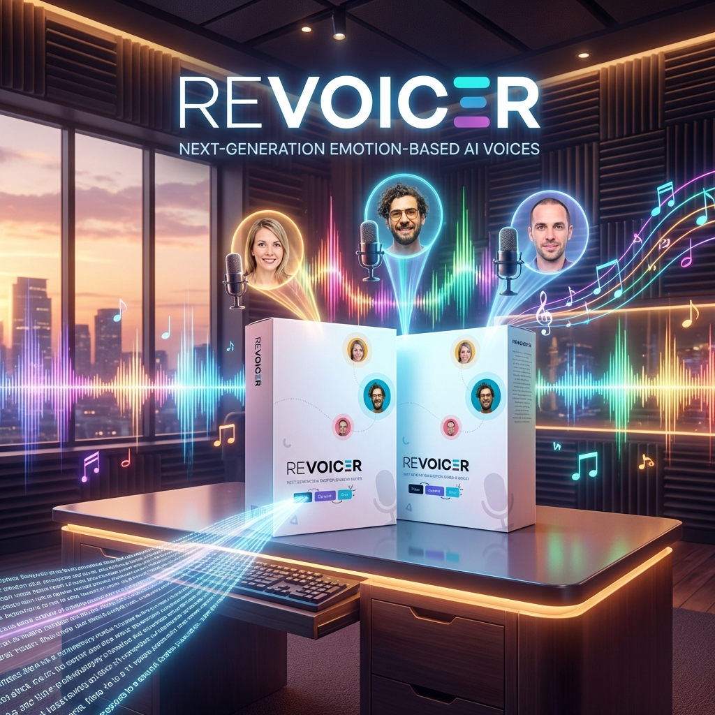 Revoicer - AI Text To Speech Facebook ad: 100+ Human-Sounding AI Voices With EMotions
