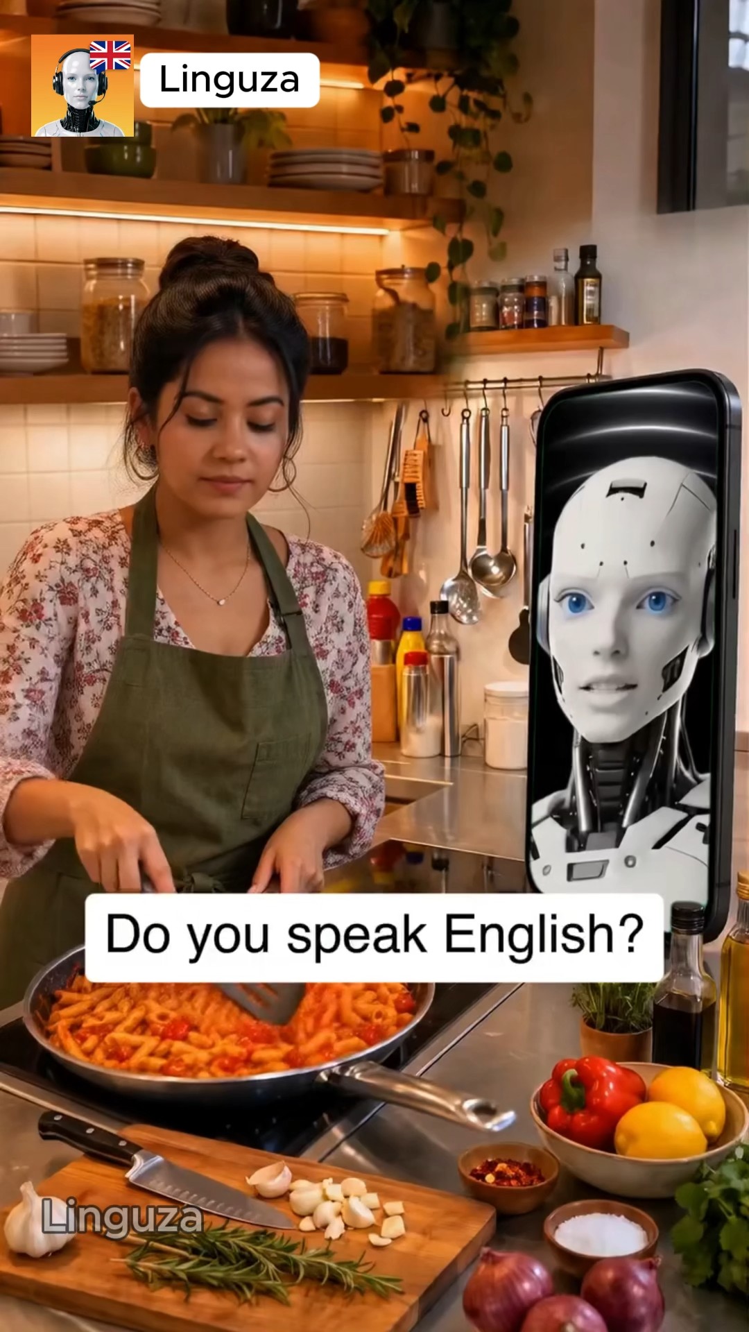 Linguza: AI English Tutor Facebook ad: Try free now!