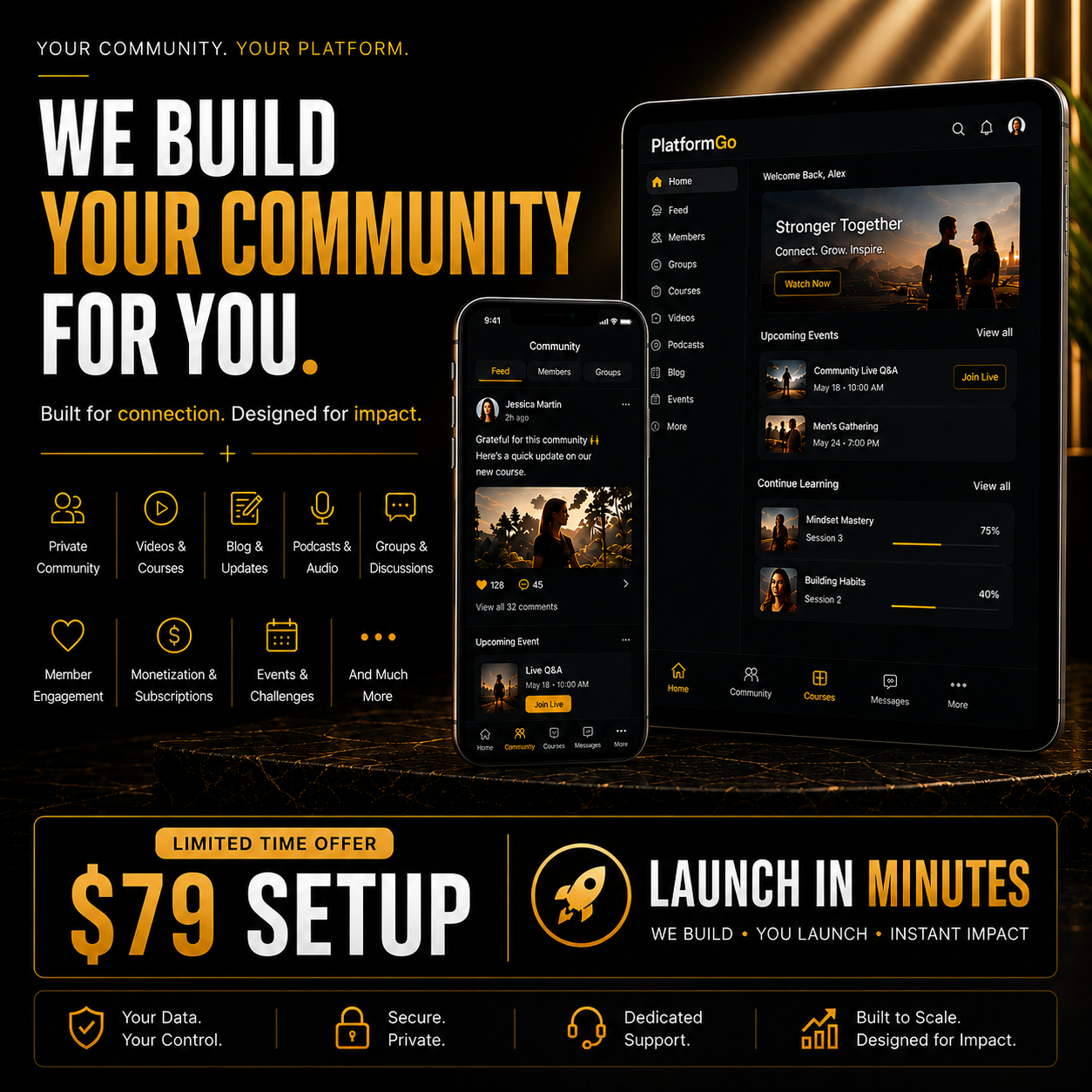 PlatformGo Facebook ad: Launch Your Community In Minutes