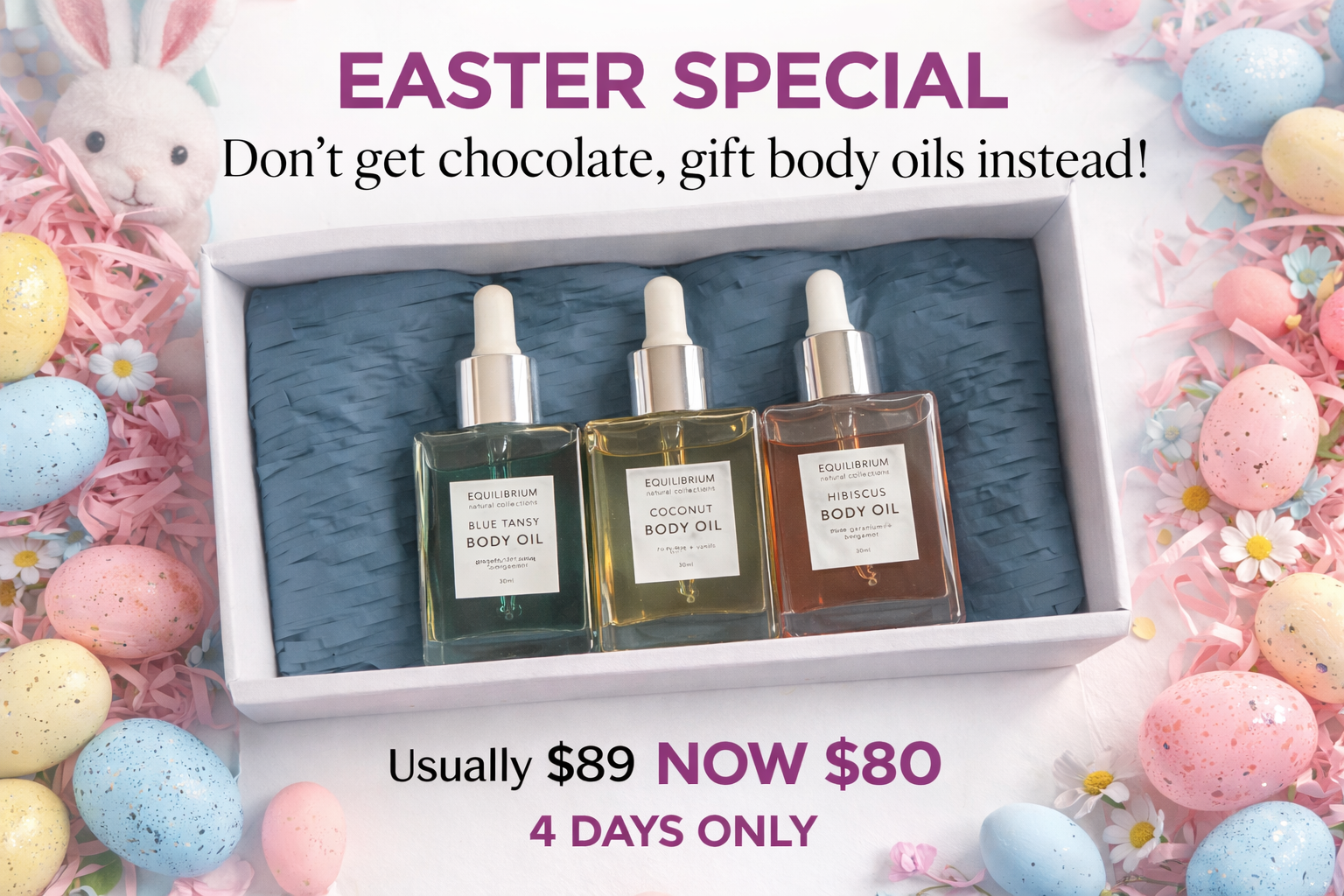 Equilibrium Natural Collections Facebook ad: Easter Gifts (That Aren’t Chocolate)
