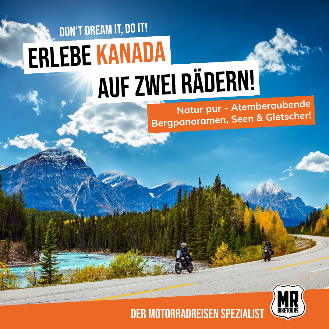 MR Biketours - Eine Marke der Media-Reisen GmbH & Co. KG Facebook ad: Motorradreisen in Kanada mit Rundum-Sorglos-Paket…
