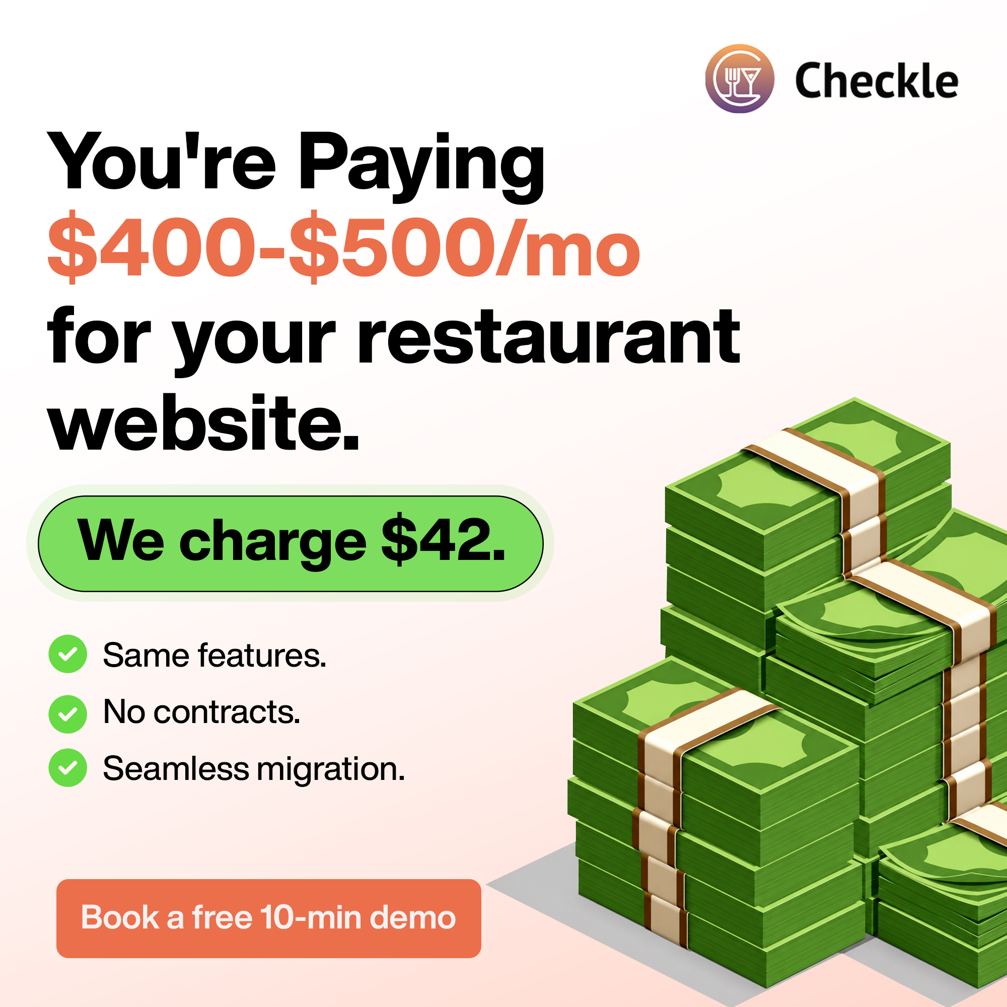 Checkle Facebook ad: 65+ Platforms Visibility