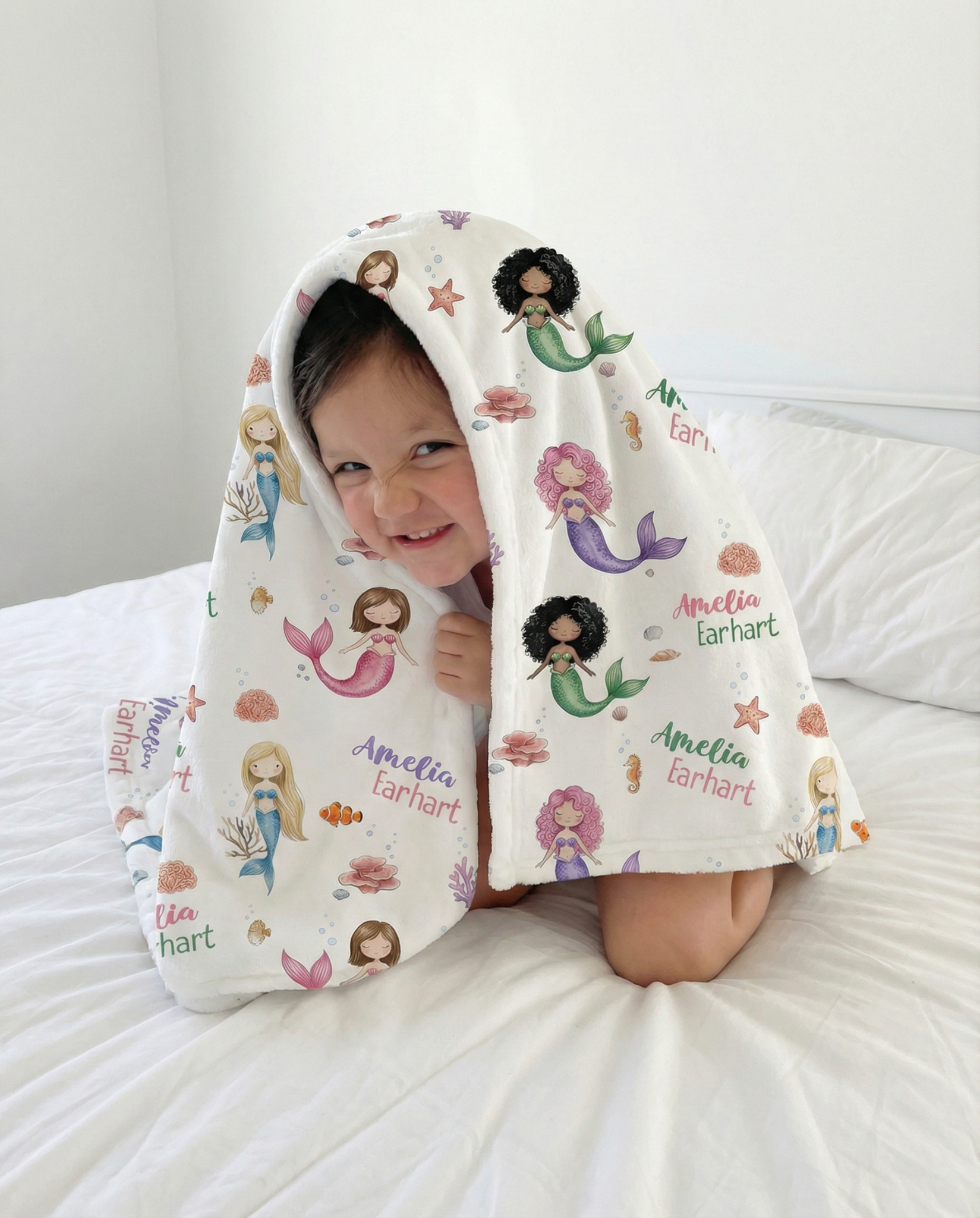 Prettybirds Facebook ad: The Personalized Mermaid Blanket That Becomes Their Whole…