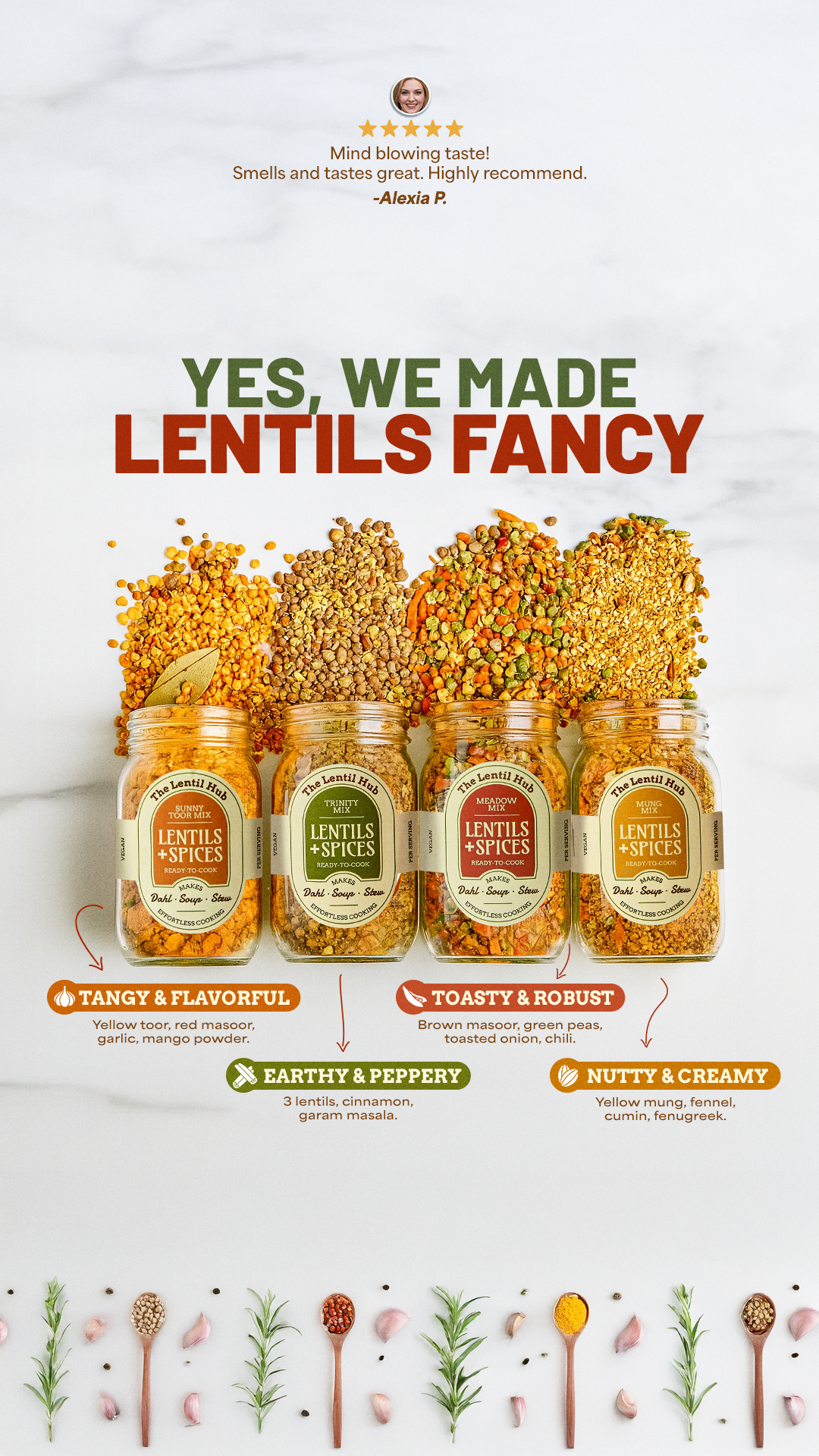 The Lentil Hub Facebook ad: Pre-Mixed Lentils for Clean, High-Protein Meals