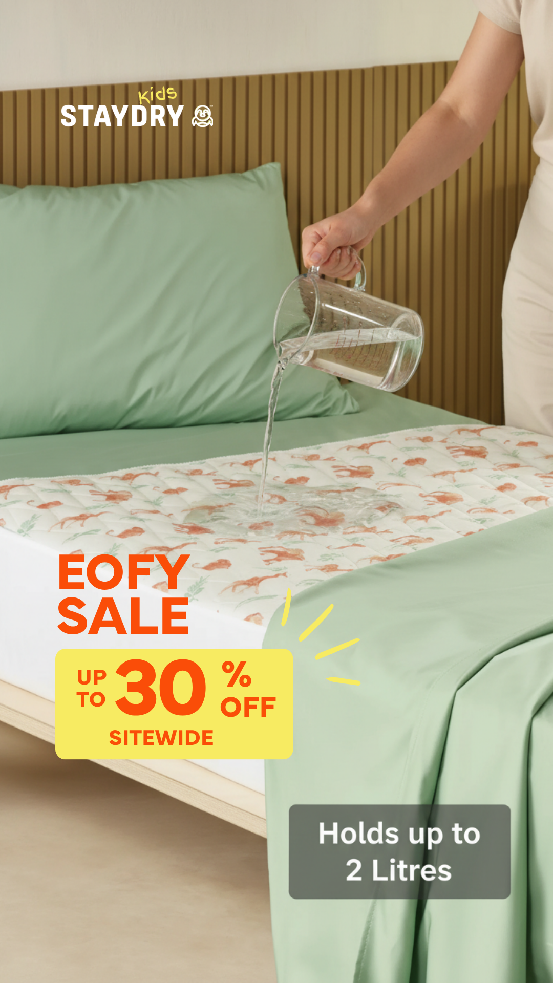 Staydry Kids Facebook ad: Up to 30% off EOFY