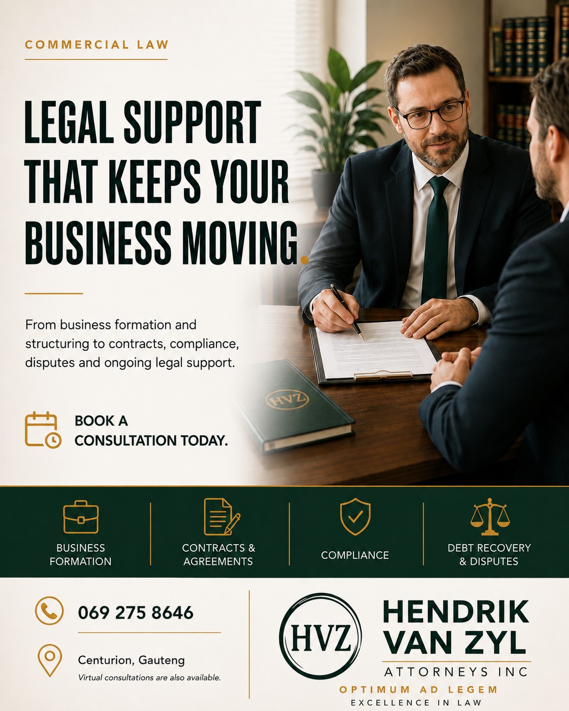 Hendrik van Zyl Attorneys Inc. Facebook ad