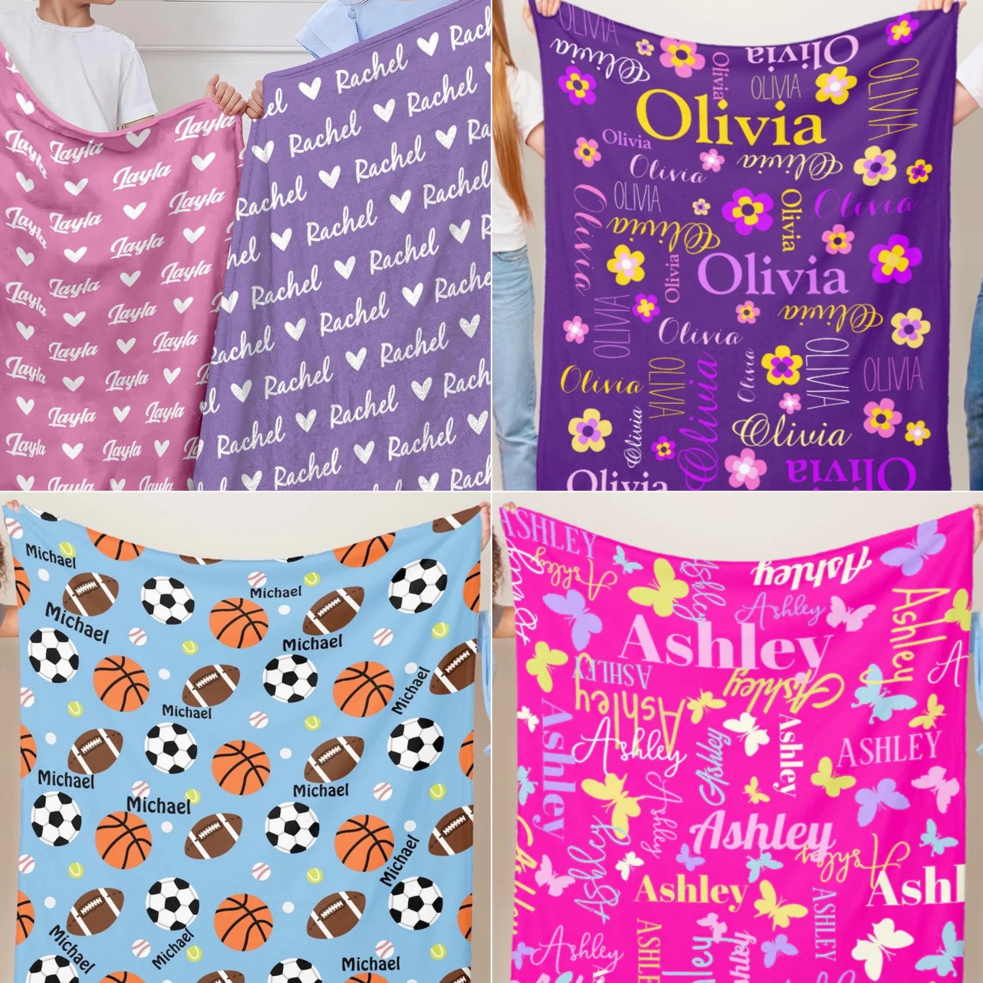 Herallures New In Facebook ad: Custom Name Blanket for Kids and Adults