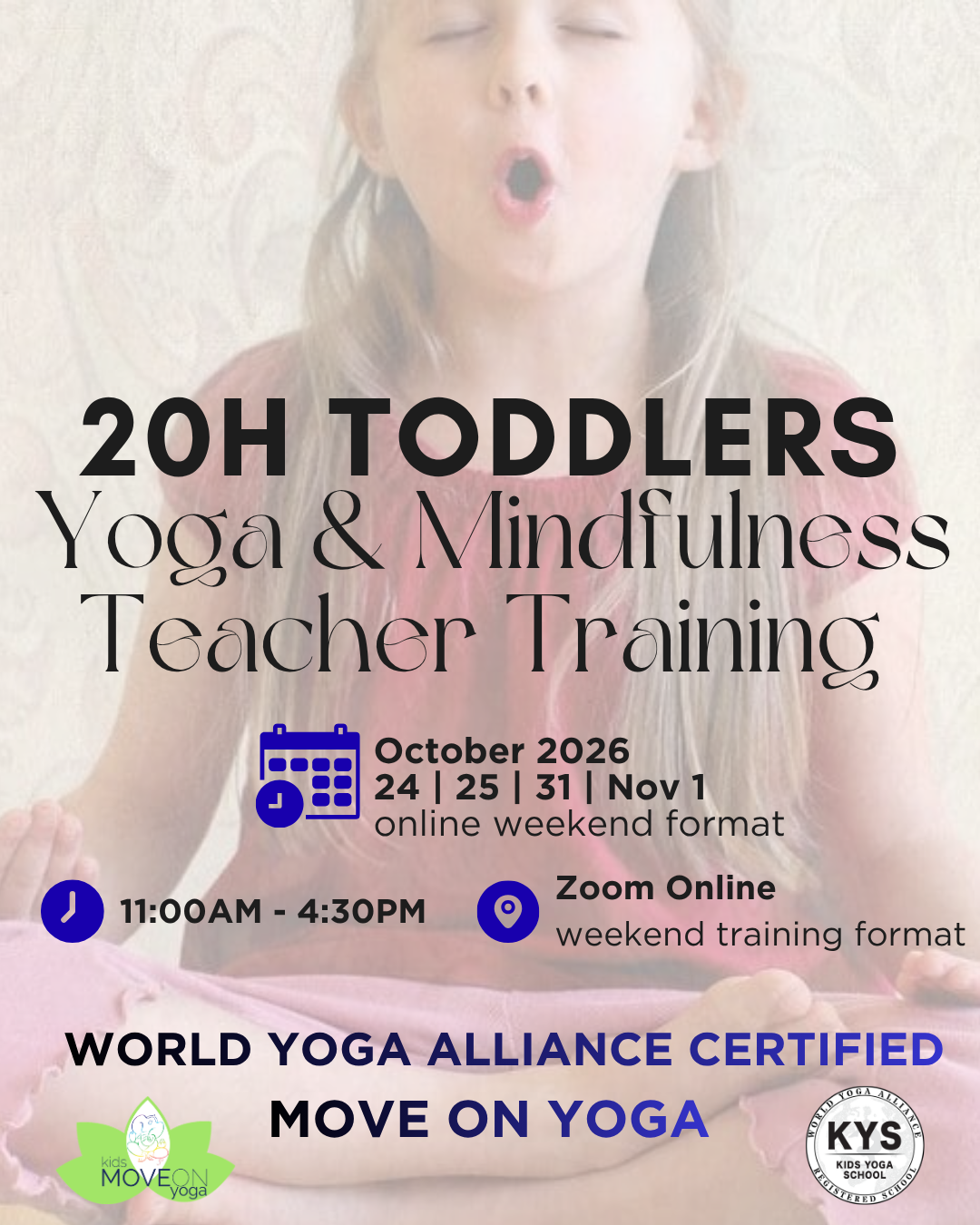 MOVE ON YOGA DUBAI Facebook ad: Toddler' Yoga Training · Starts 24 Oct