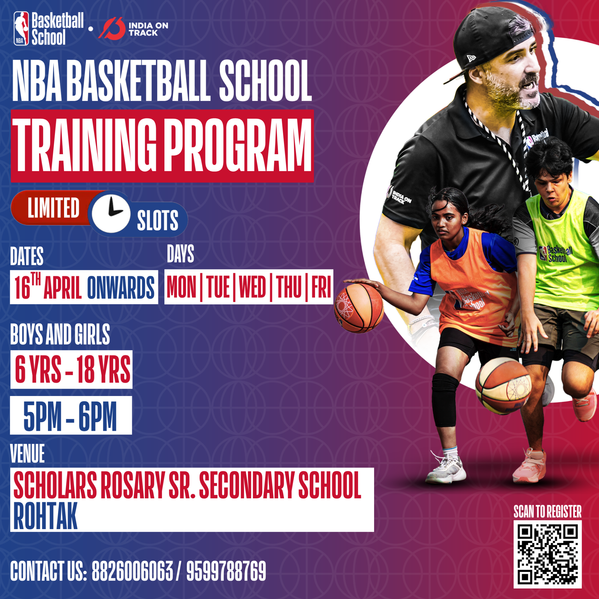 NBA Basketball School India Facebook ad: Basketball Training for Ages 6-18