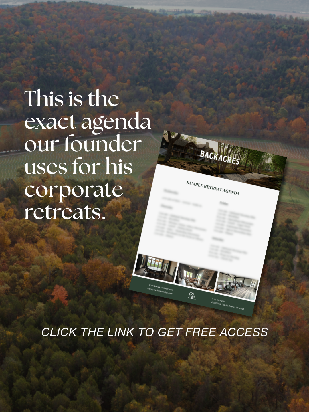 Backacres Facebook ad: Get Your Free Retreat Agenda Here