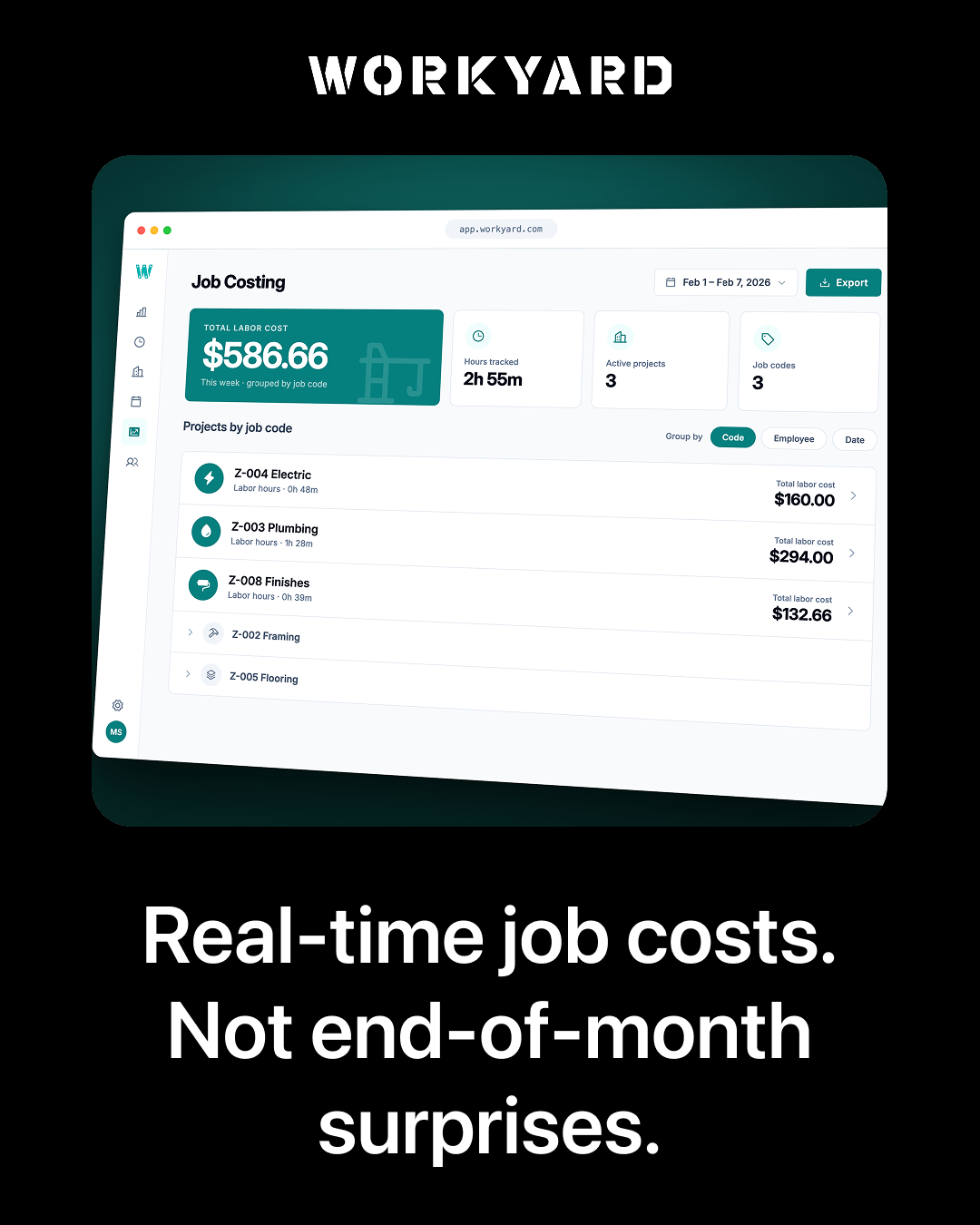 Workyard Facebook ad: Construction Time Clock