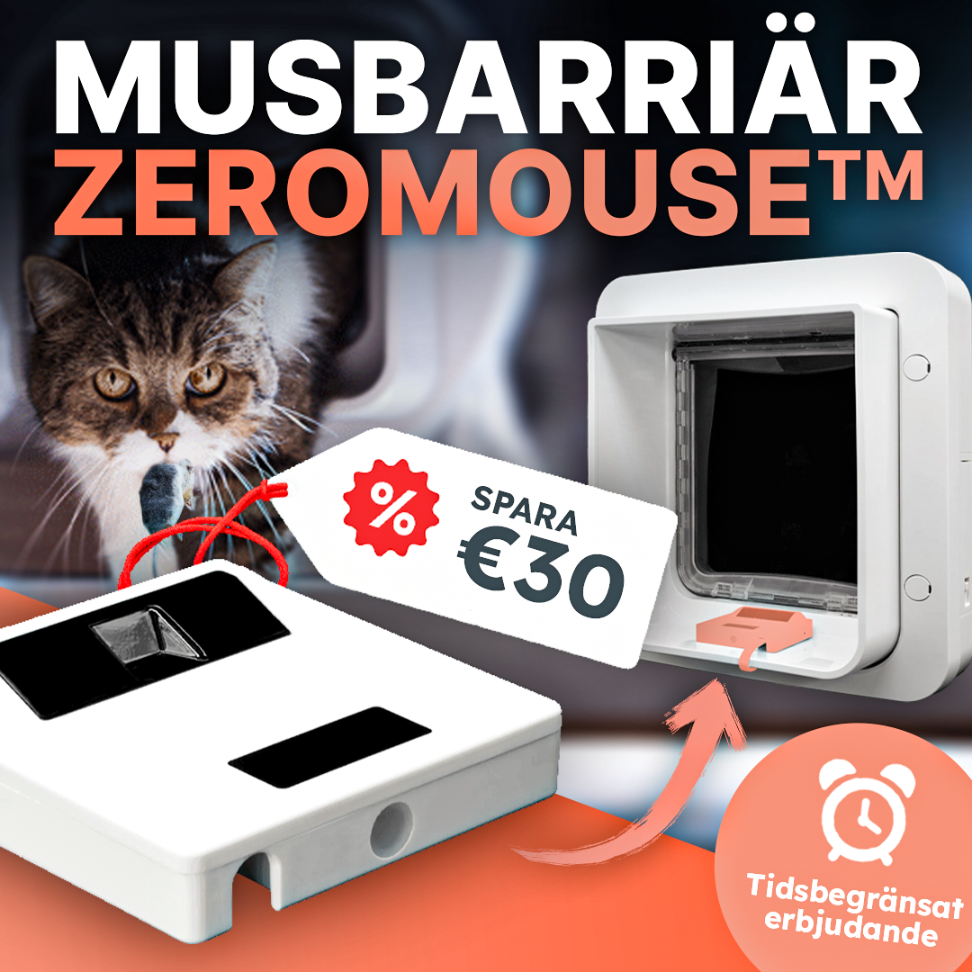 Zeromouse Facebook ad: Kattlucka med chip och bytesdetektering