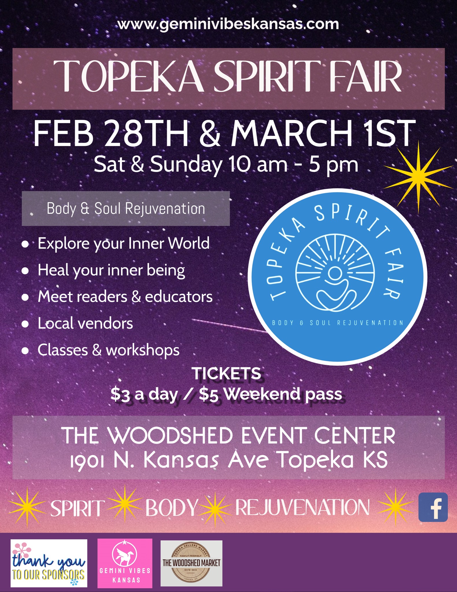 Topeka Spirit Fair - Body & Soul Rejuvenation Facebook ad: MARK YOUR CALENDARS!