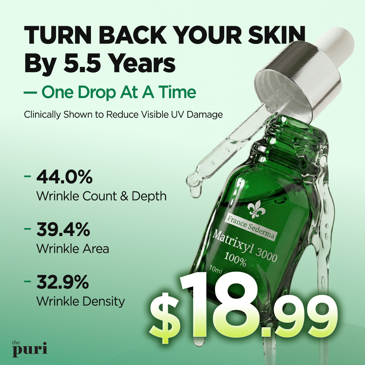 Thepuri Facebook ad: Matrixyl 3000 100% Peptide Serum