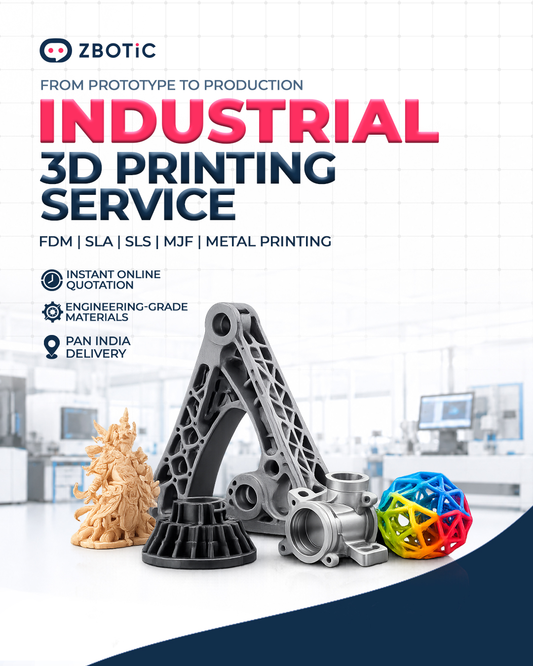 Zbotic.in Facebook ad: Industrial 3D Printing Services