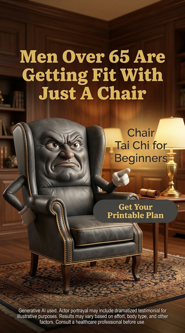 28 Days Chair Tai Chi Challenge Facebook ad: 7 min practice. Real-world strength.