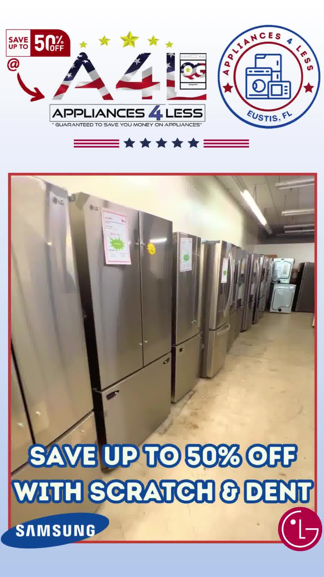 Appliances 4 Less Lakeland Facebook ad: 50% OFF ALL APPLIANCES
