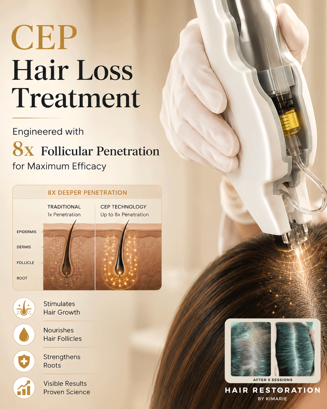 Hair Restoration by Kimarie Facebook ad: Activate inactive follicles