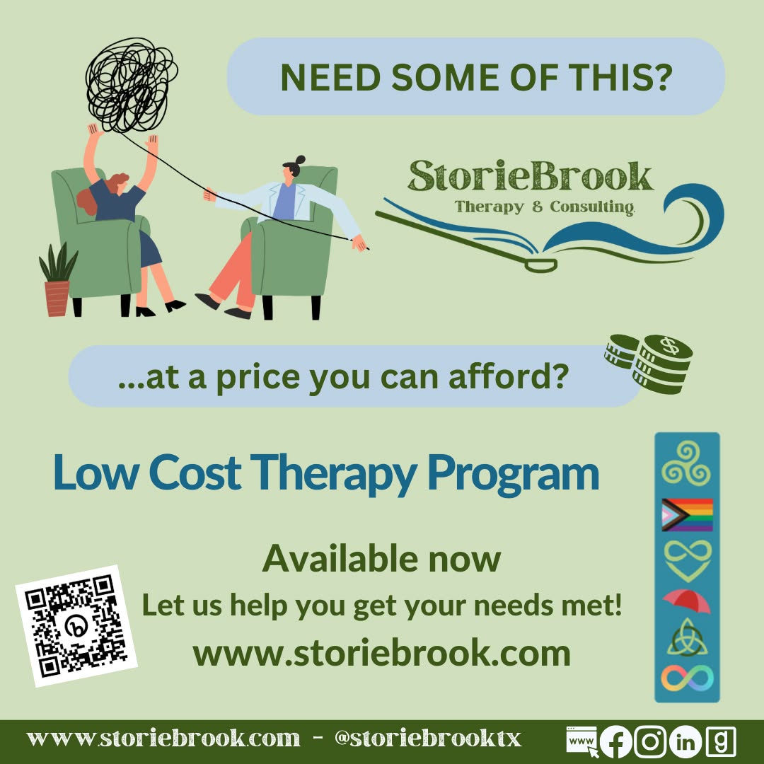StorieBrook Therapy & Consulting, LLC Facebook ad: We have immediate openings for clients seeking low…