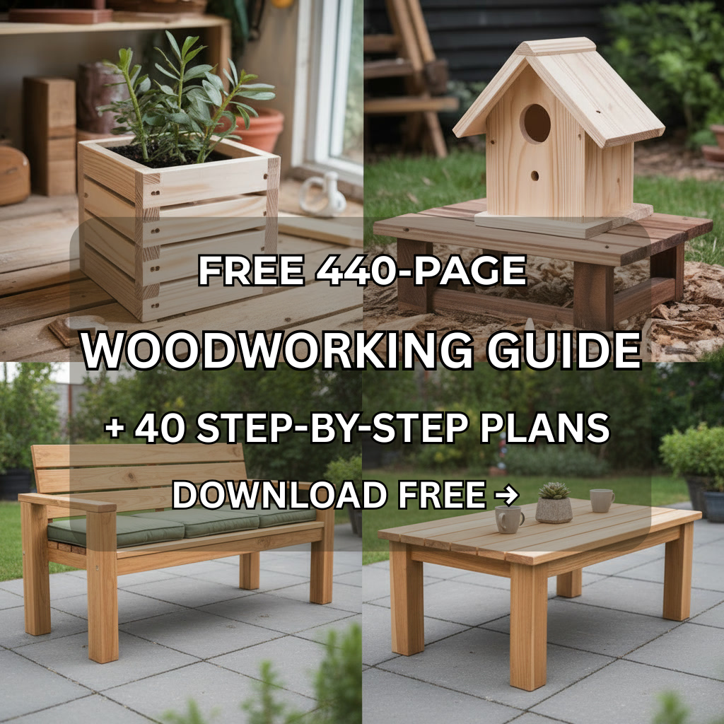 The DIY Brain Facebook ad: FREE 440-Page Woodworking Guide + 40 Plans