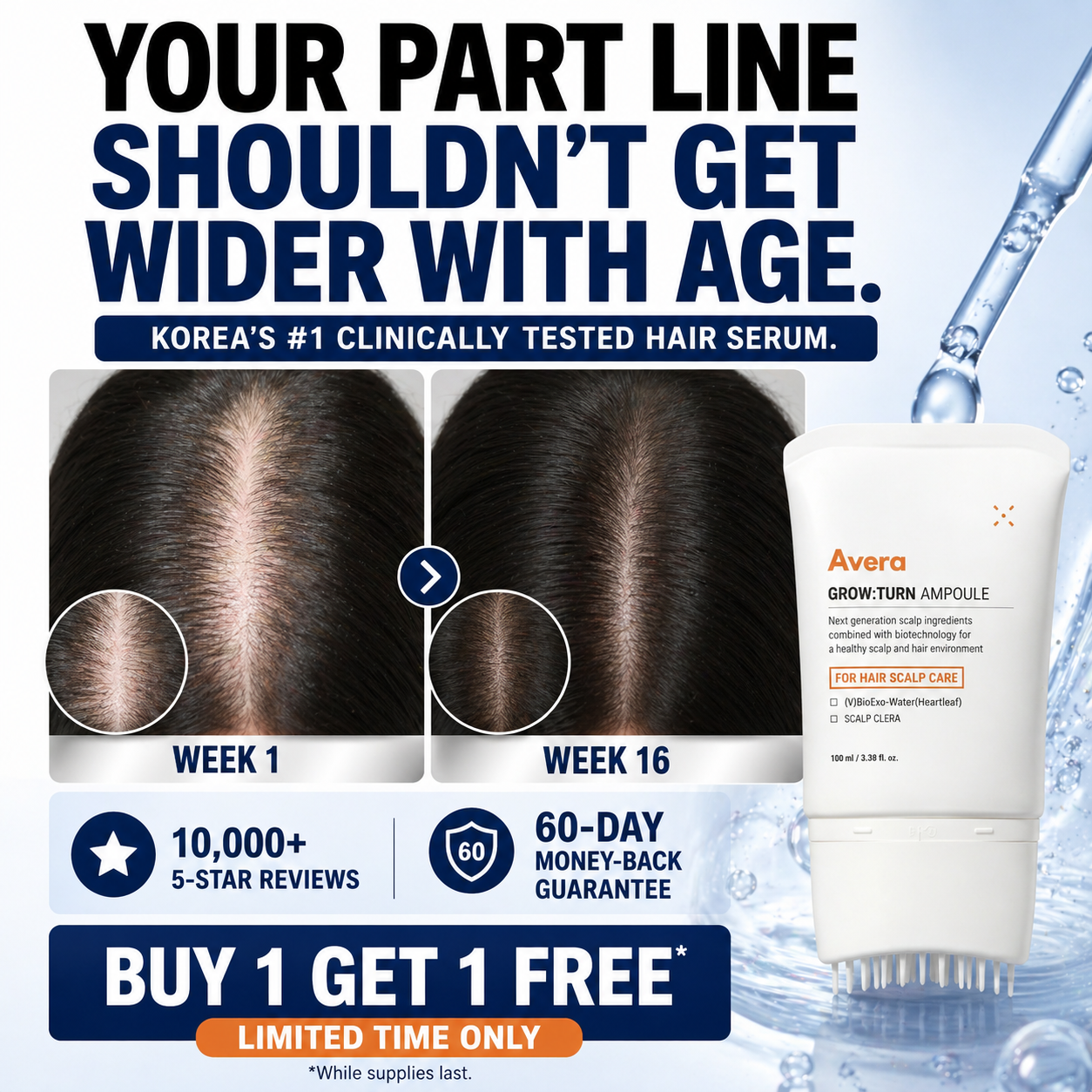 Avera Facebook ad: Korea's #1 Hair Growth Serum