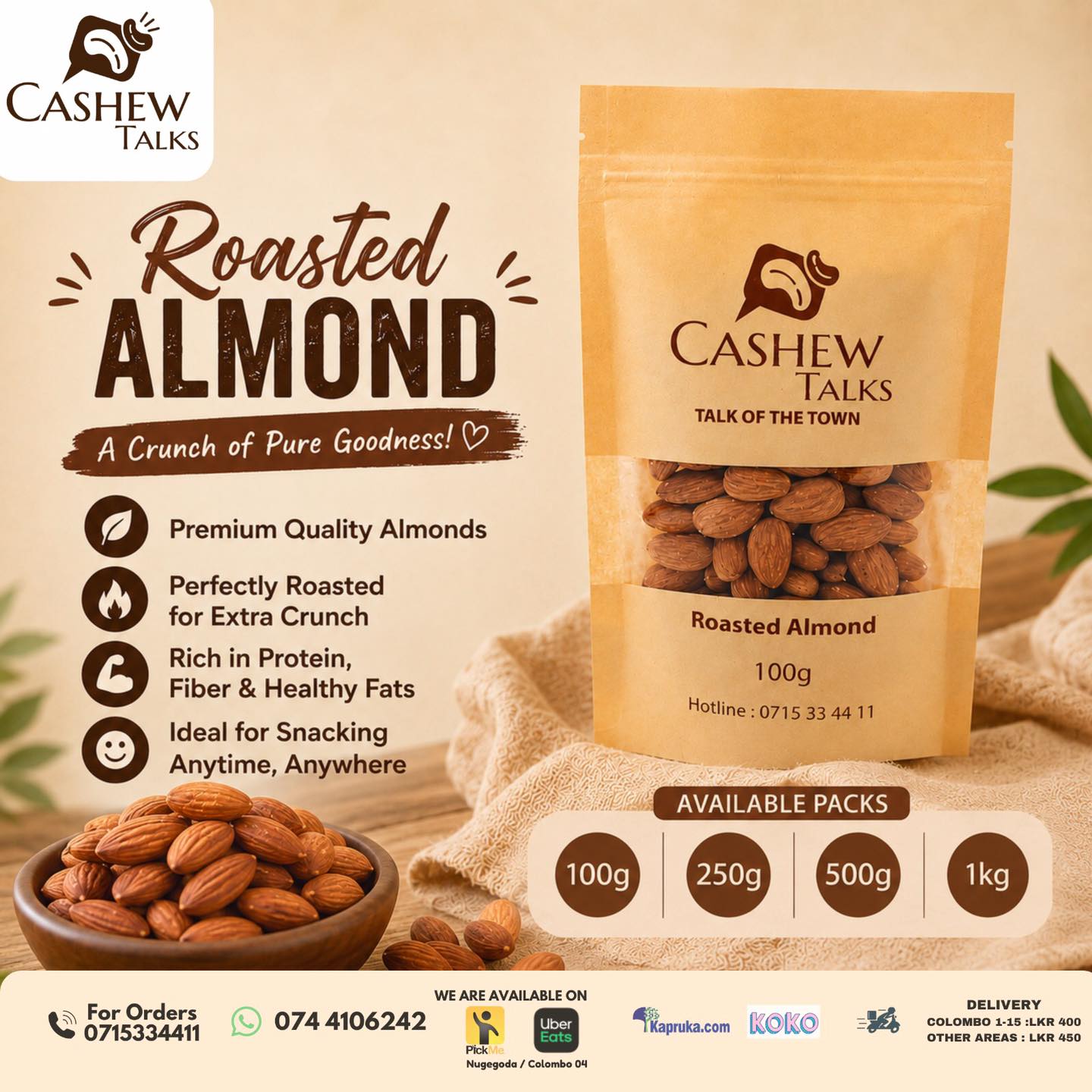 Cashew Talks Facebook ad: Fuel your day the healthy way!