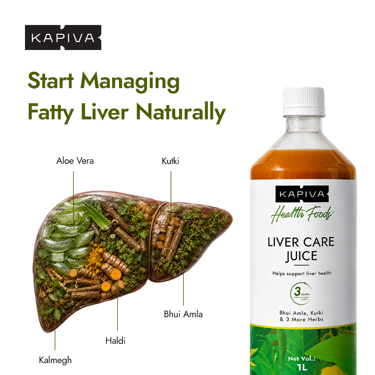 Daily Wellness Solutions by Kapiva Facebook ad: Manage Fatty Liver with 5 Ayurvedic Herbs!