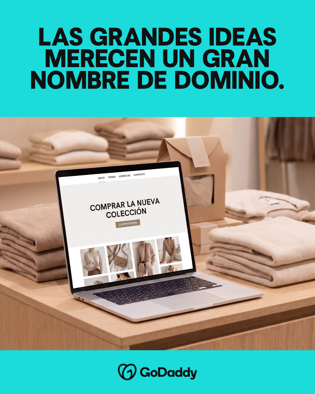 GoDaddy España Facebook ad: Tu.com está a solo una búsqueda de distancia